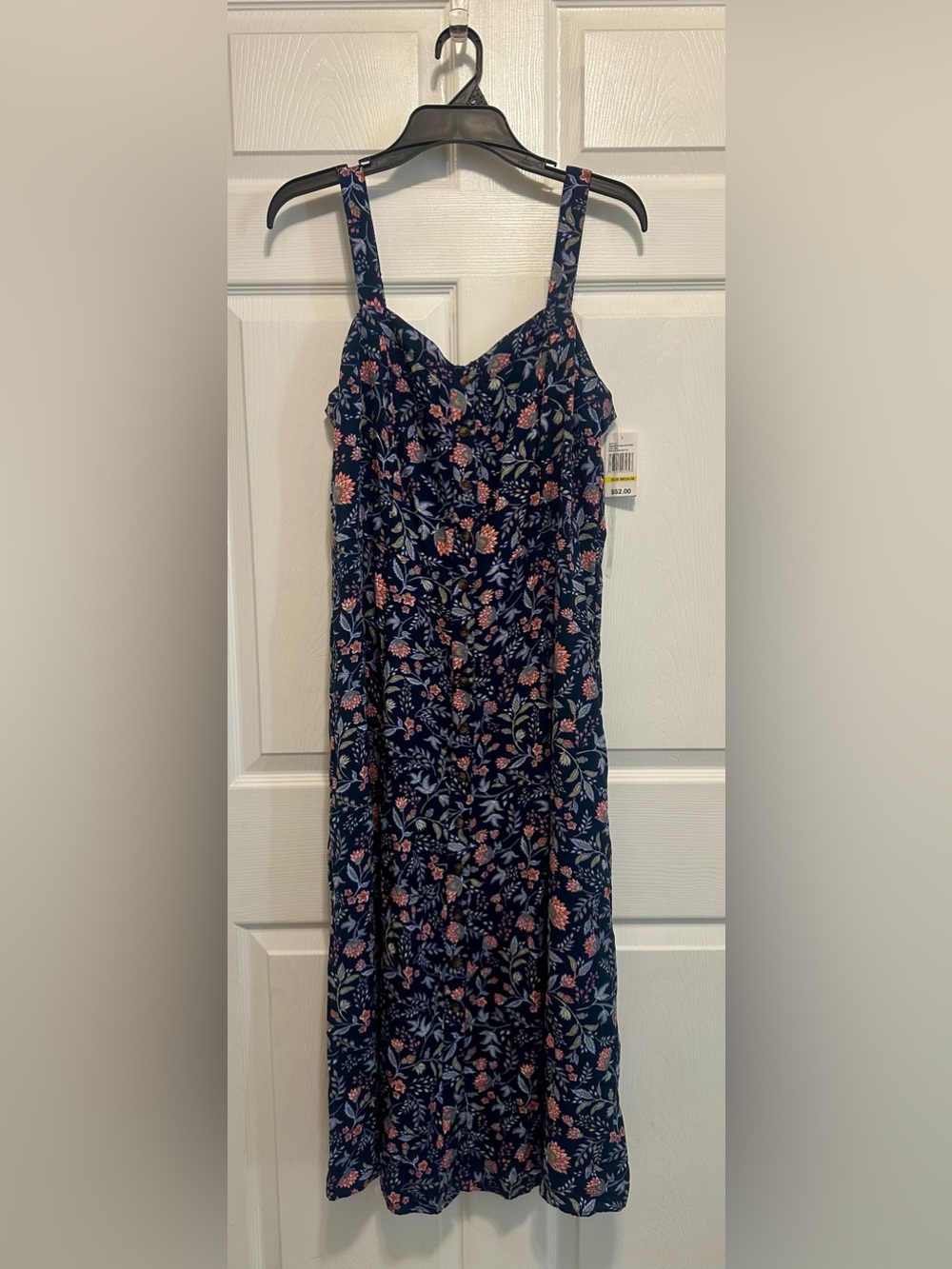 Angels Navy Floral Midi Dress with Pink and Green Print